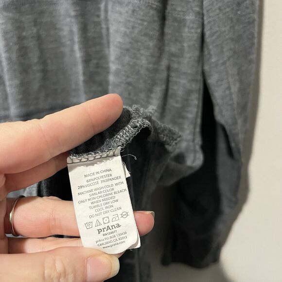 Prana Long Sleeve Shirt Women’s Large Gray Tunic Ruched Viscose Athleisure - Picture 4 of 9